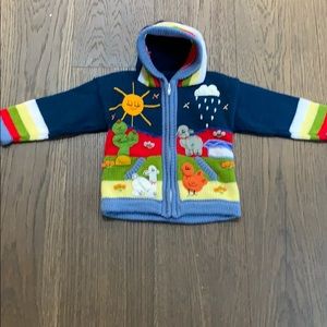 Handmade Toddler Peruvian Hooded Zip Up Sweater
